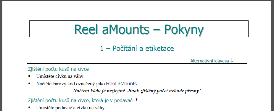 Reel aMounts instructions in Czech