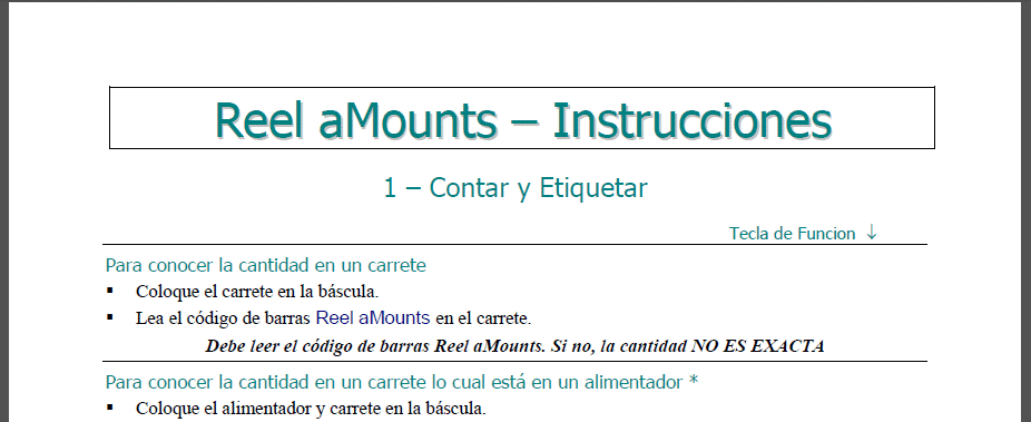 Reel aMounts instructions in Spanish